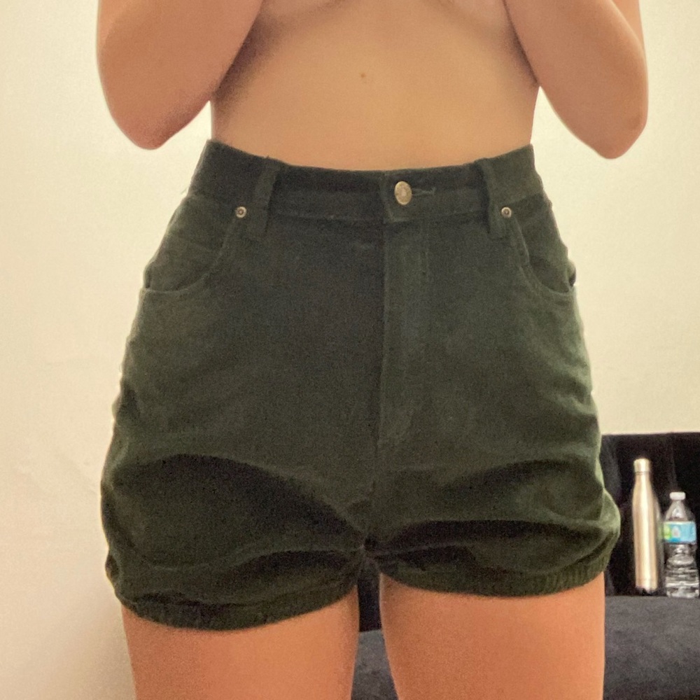 Dark green corduroy shorts